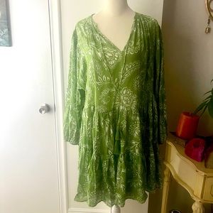 🌹SEAFOLLY AUSTRALIA Romantic NWOT  Sugar Cane Green/White Long Sleeves Dress!